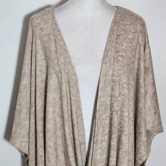 Kori Tan Draped Oversized Sweater Size Large Heather Brown Short Sleeve Sweater - Picture 4 of 9